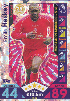 Emile Heskey Liverpool 2016/17 Topps Match Attax Extra Legends #PL10